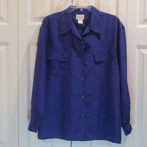Vintage Silk Button Front Blouse sz M Purple